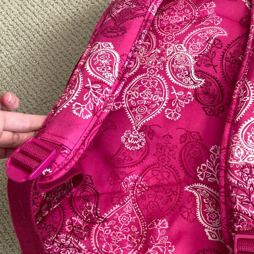 NEW Vera Bradley Pink Laptop Backpack Stamped Paisley Campus Bag Quilted NWT